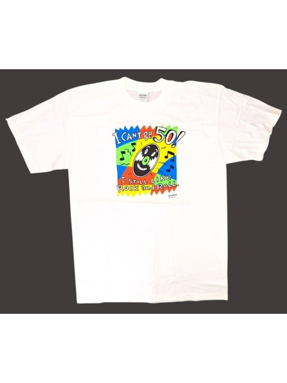Vintage Shoebox Hallmark Funny 50 Year Old Rock & Roll T-Shirt Men Large New 90s